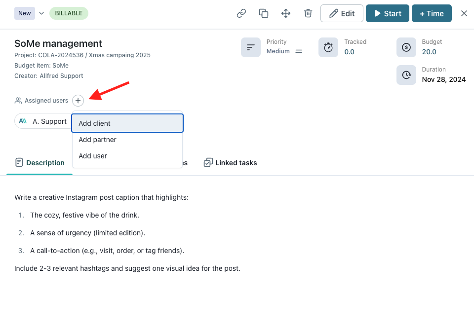 client access task management