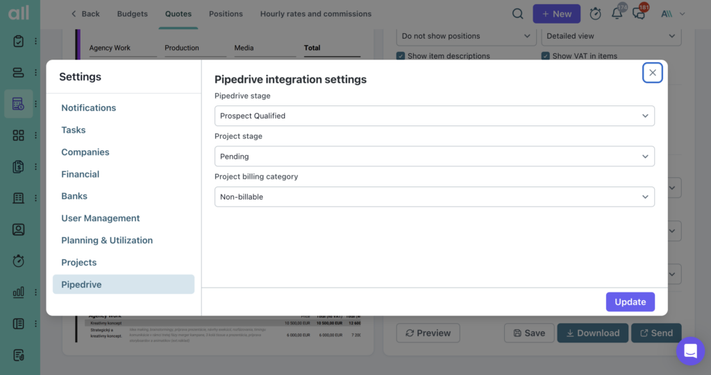 allfred pipedrive integration