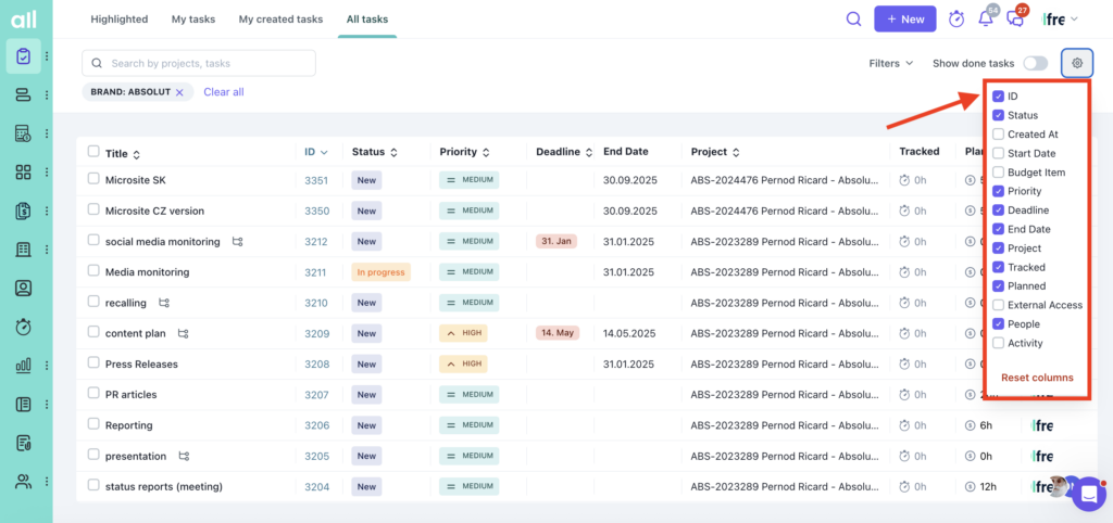 Custom Task List View