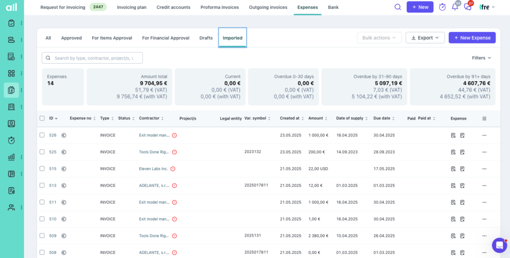 automatic expense import